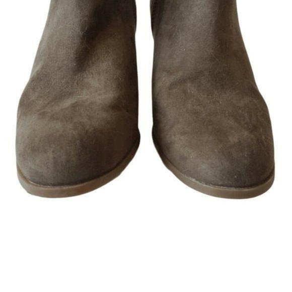 Old Navy Oregon Trail Olive Mid Ankle Boots 10 Block Heel Zipper Minimalist Chic - Picture 8 of 12